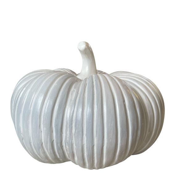 Large White Clay Pumpkin 13x10 Made in India New - Picture 8 of 15